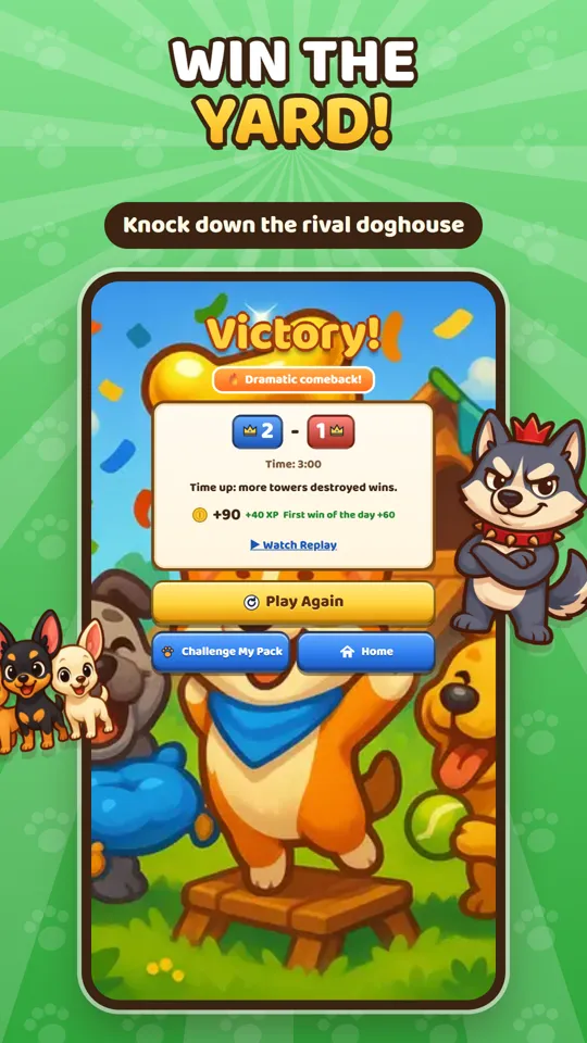 Victory screen with rewards